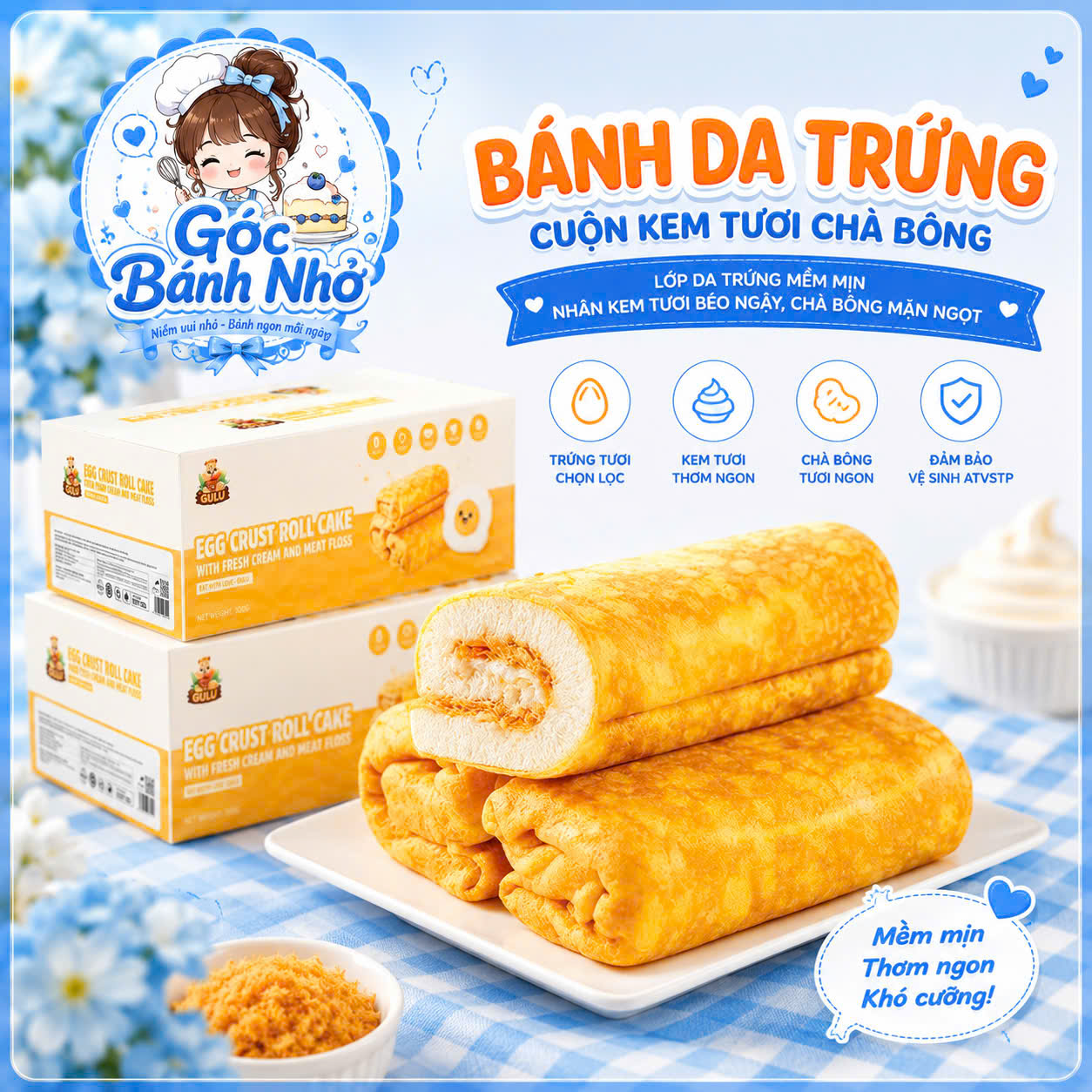 Review-Banh-Da-Trung-Cuon-Kem-Tuoi-Cha-Bong Review Bánh Da Trứng Cuộn Kem Tươi Chà Bông